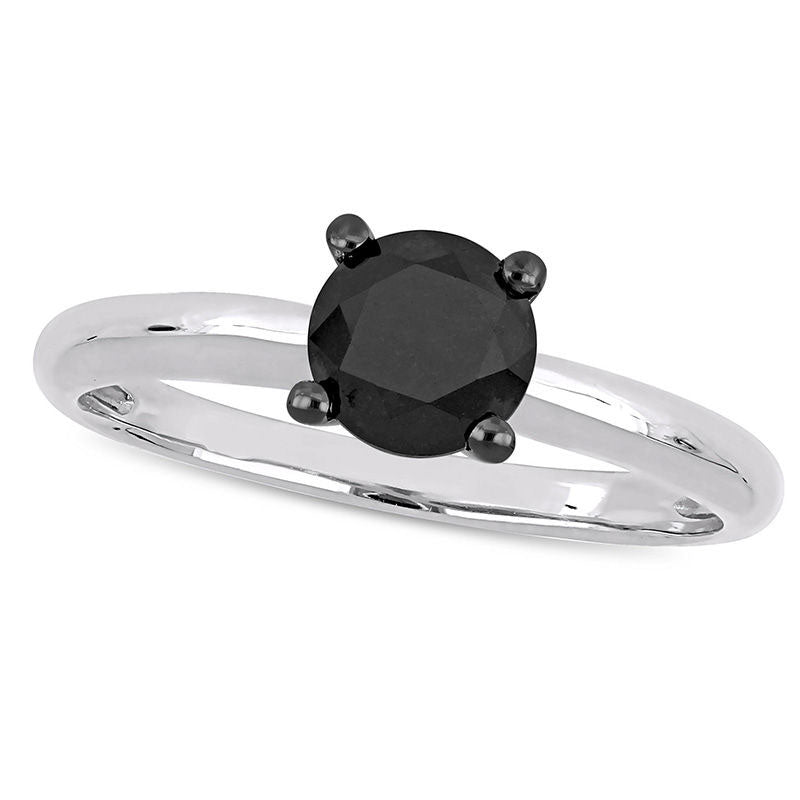 Image of ID 1 10 CT Enhanced Black Natural Clarity Enhanced Diamond Solitaire Engagement Ring in Solid 14K White Gold