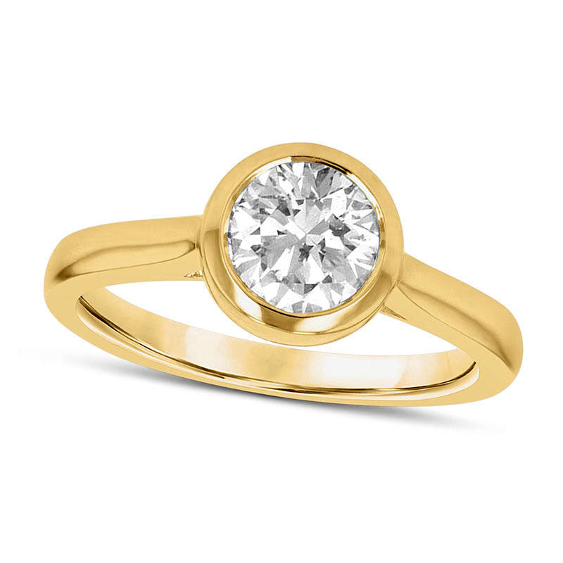 Image of ID 1 10 CT Natural Clarity Enhanced Diamond Bezel-Set Solitaire Engagement Ring in Solid 14K Gold (I/SI2)
