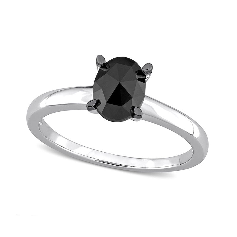 Image of ID 1 10 CT Oval Enhanced Black Natural Clarity Enhanced Diamond Solitaire Ring in Solid 10K White Gold