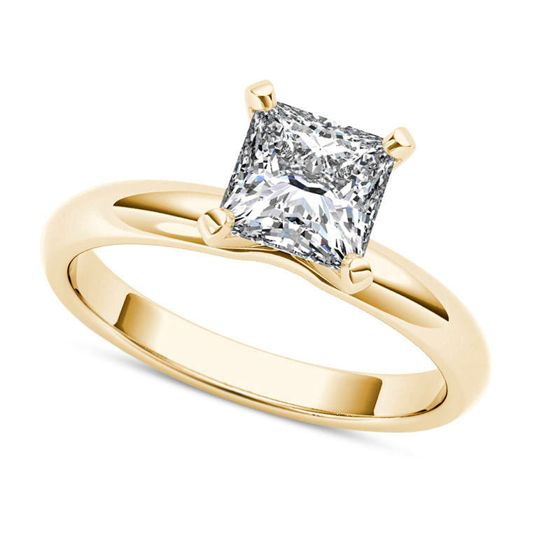 Image of ID 1 10 CT Princess-Cut Natural Clarity Enhanced Diamond Solitaire Engagement Ring in Solid 14K Gold (I/I1)