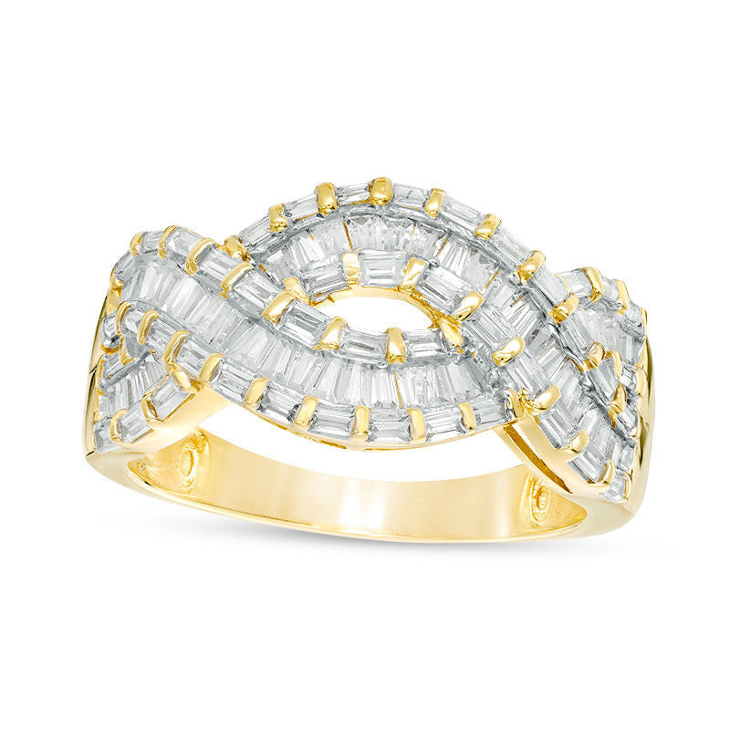 Image of ID 1 10 CT TW Baguette Natural Diamond Twist Ring in Solid 14K Gold