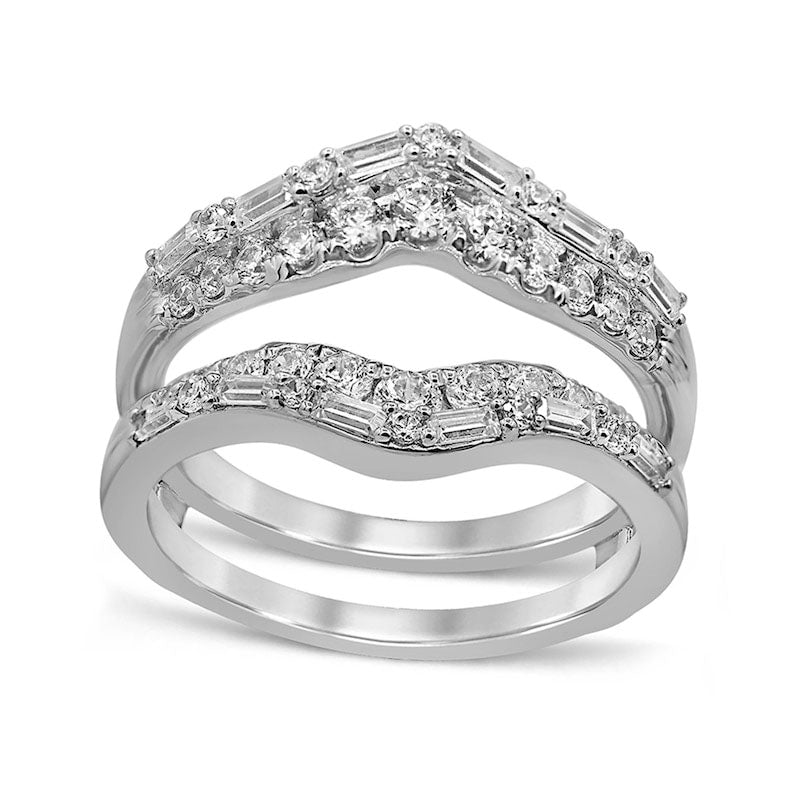 Image of ID 1 10 CT TW Baguette and Round Natural Clarity Enhanced Diamond Double Crown Solitaire Enhancer in Solid 14K White Gold