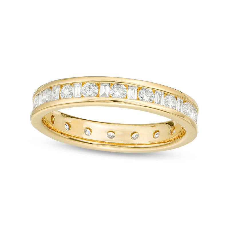 Image of ID 1 10 CT TW Baguette and Round Natural Diamond Eternity Band in Solid 14K Gold (H/SI2)