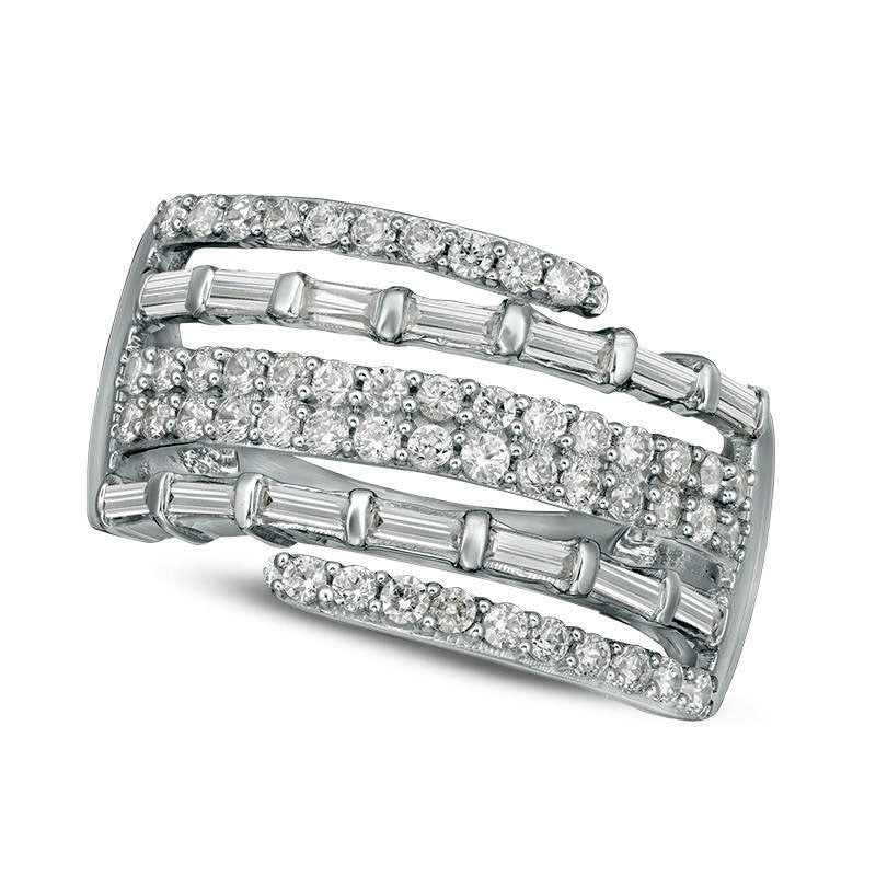 Image of ID 1 10 CT TW Baguette and Round Natural Diamond Wrap Ring in Solid 10K White Gold