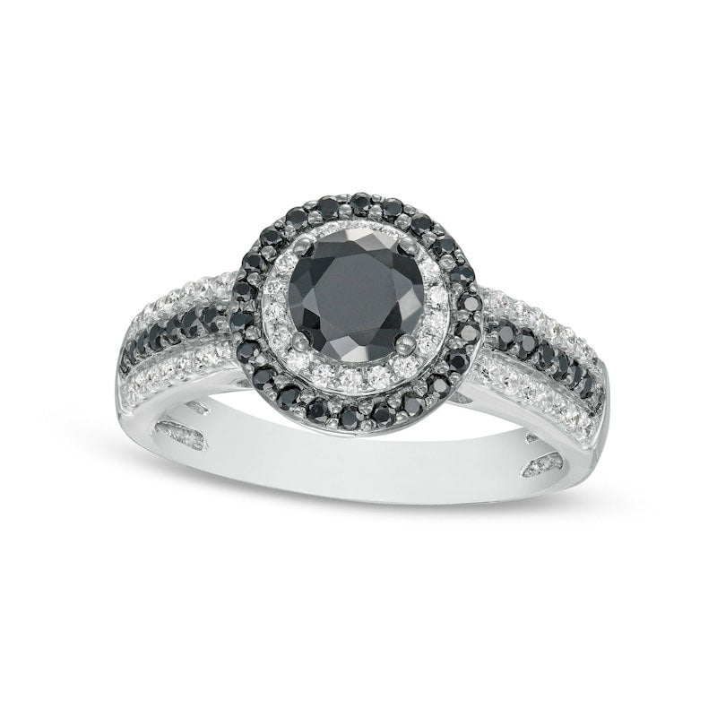 Image of ID 1 10 CT TW Black Enhanced and White Natural Diamond Frame Multi-Row Engagement Ring in Solid 10K White Gold
