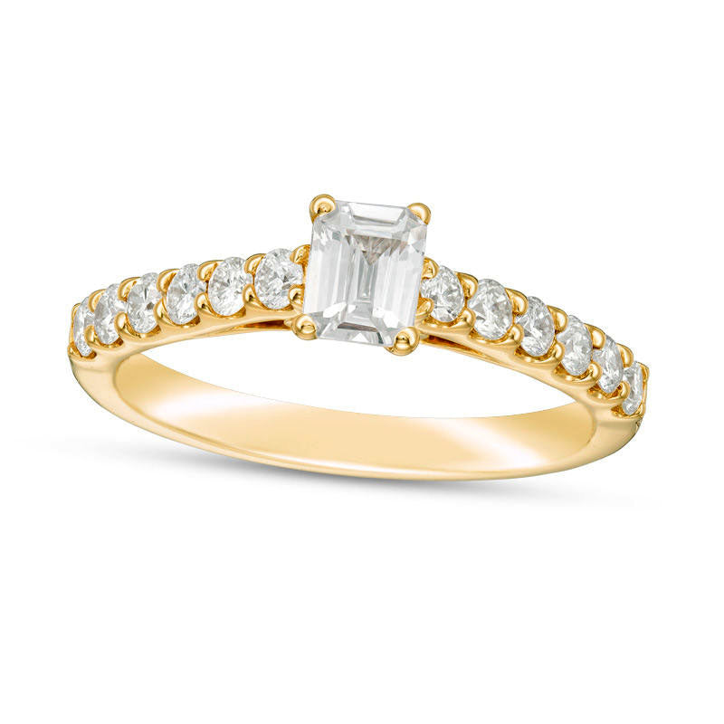 Image of ID 1 10 CT TW Certified Emerald-Cut Natural Diamond Engagement Ring in Solid 14K Gold (I/I1)