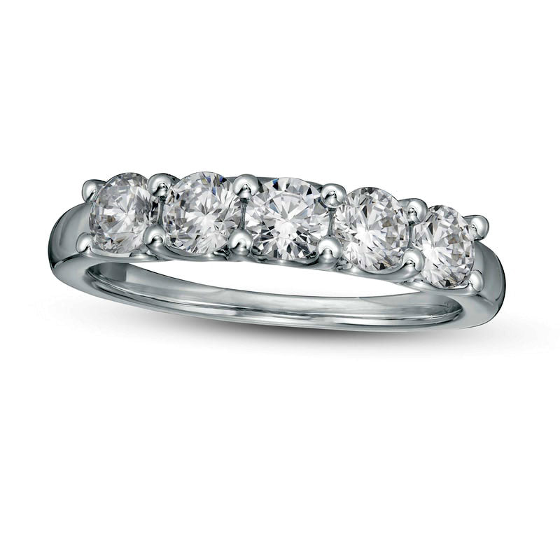 Image of ID 1 10 CT TW Certified Lab-Created Diamond Five Stone Band in Solid 14K White Gold (F/VS2)