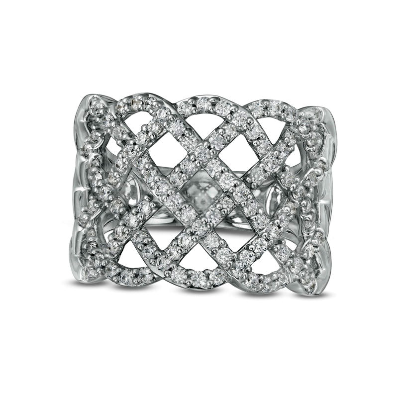 Image of ID 1 10 CT TW Certified Lab-Created Diamond Lattice Ring in Solid 14K White Gold (F/SI2)