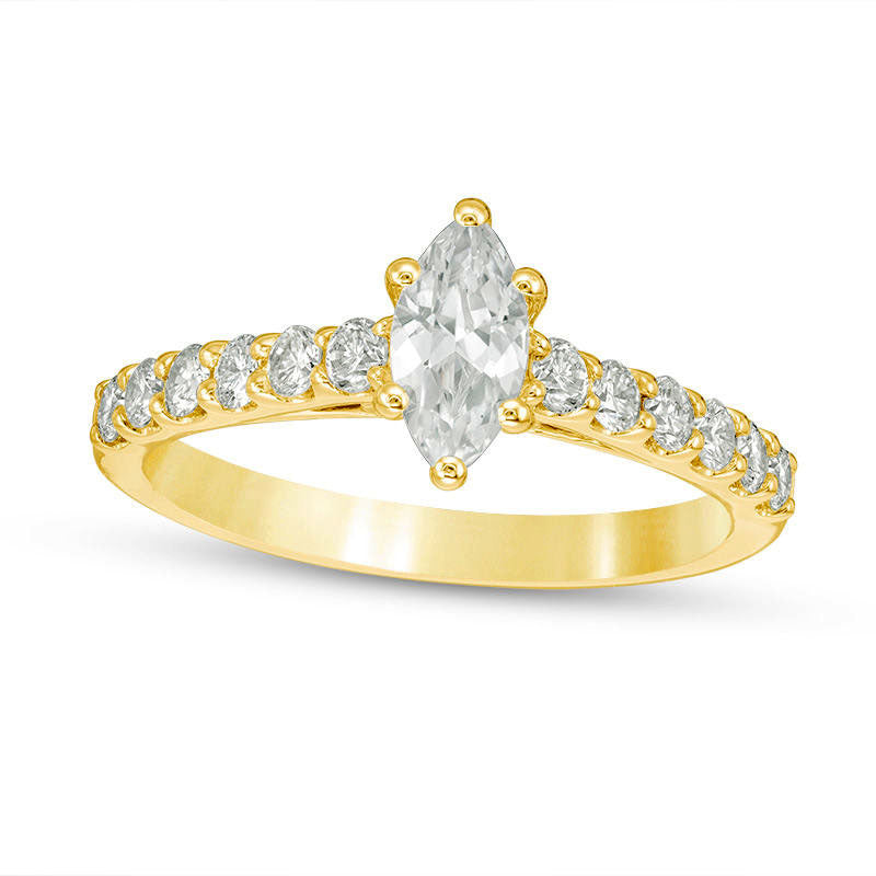 Image of ID 1 10 CT TW Certified Marquise Natural Diamond Engagement Ring in Solid 14K Gold (I/I1)
