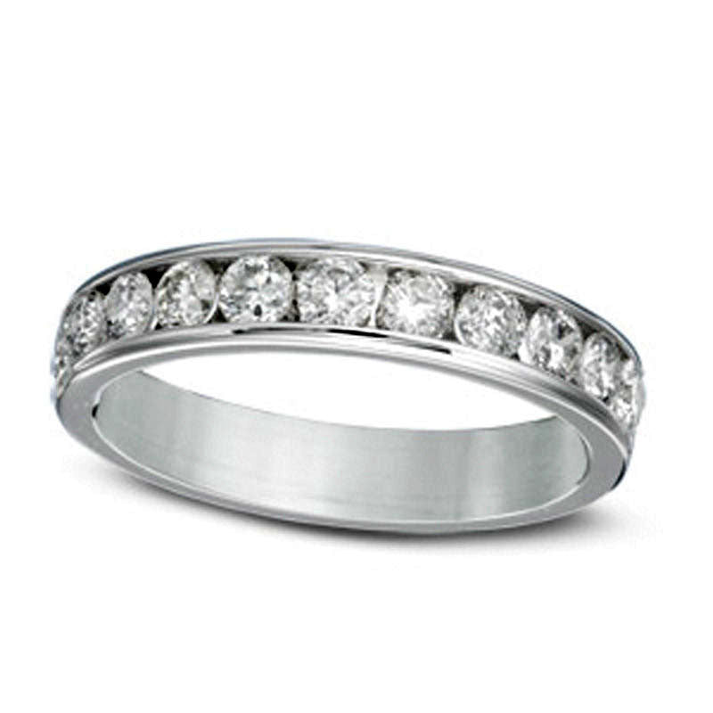 Image of ID 1 10 CT TW Certified Natural Diamond Channel Anniversary Band in Solid 14K White Gold (I/SI2)