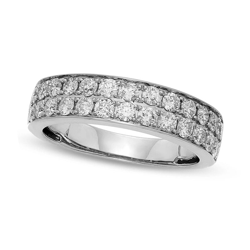 Image of ID 1 10 CT TW Certified Natural Diamond Double Row Wedding Band in Solid 14K White Gold (I/I1)