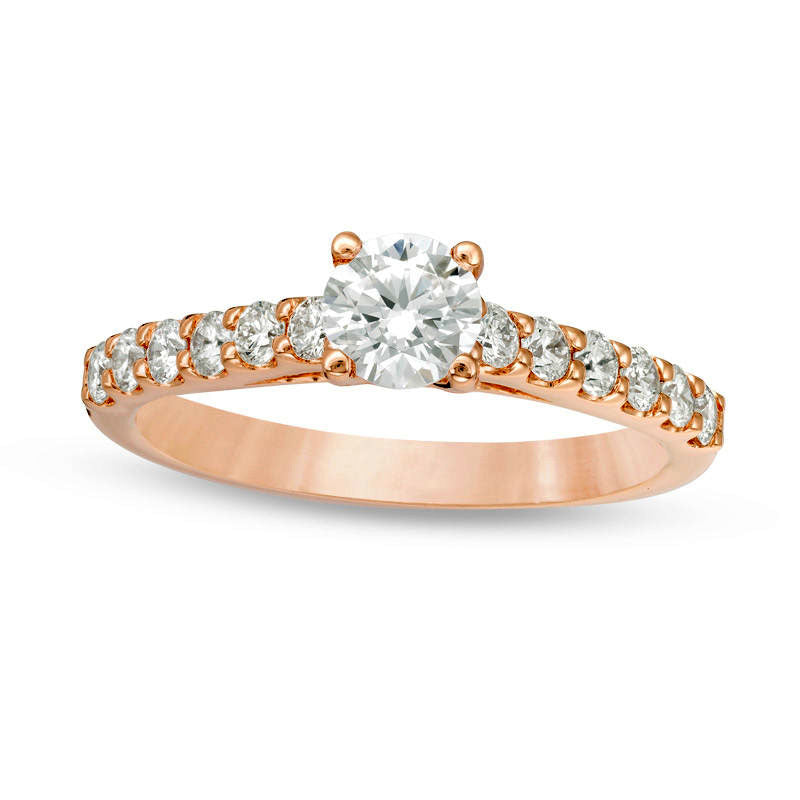 Image of ID 1 10 CT TW Certified Natural Diamond Engagement Ring in Solid 14K Rose Gold (I/I1)