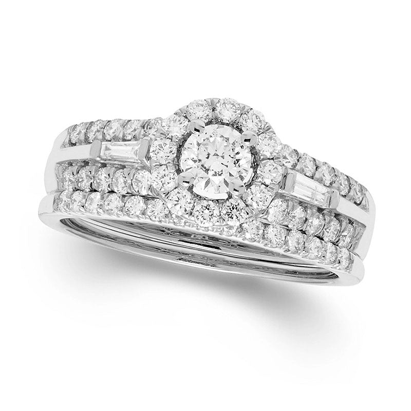 Image of ID 1 10 CT TW Certified Natural Diamond Frame Bridal Engagement Ring Set in Solid 14K White Gold (I/I1)