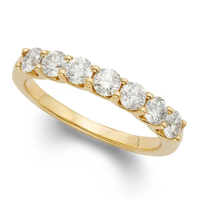 Image of ID 1 10 CT TW Certified Natural Diamond Seven Stone Wedding Band in Solid 14K Gold (I/I1)