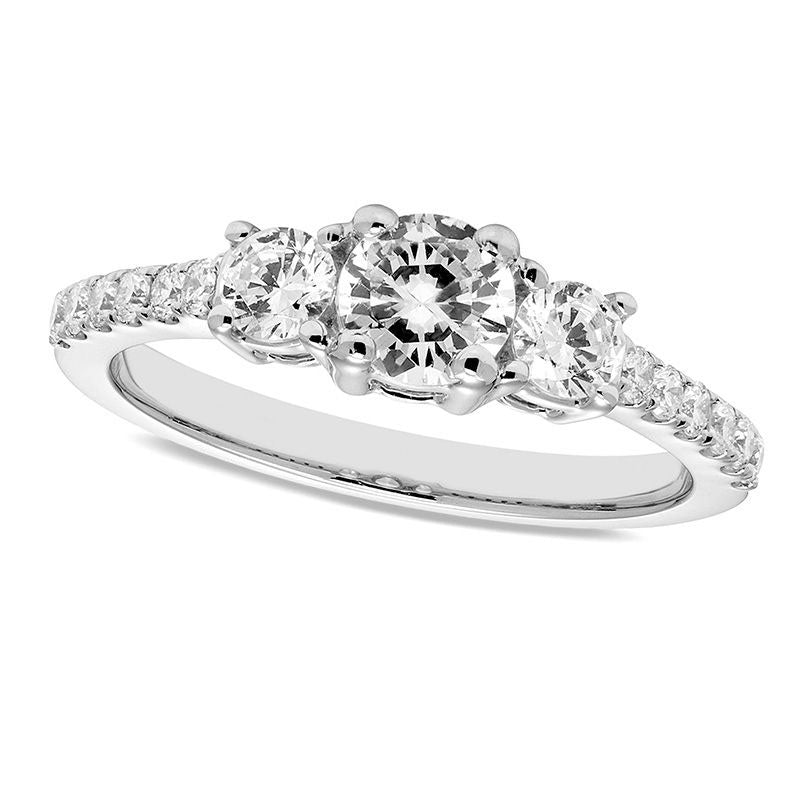 Image of ID 1 10 CT TW Certified Natural Diamond Three Stone Engagement Ring in Solid 14K White Gold (I/I1)