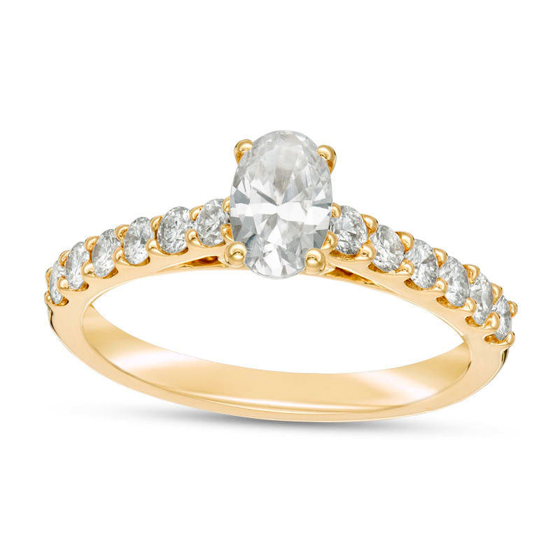 Image of ID 1 10 CT TW Certified Oval Natural Diamond Engagement Ring in Solid 14K Gold (I/I1)