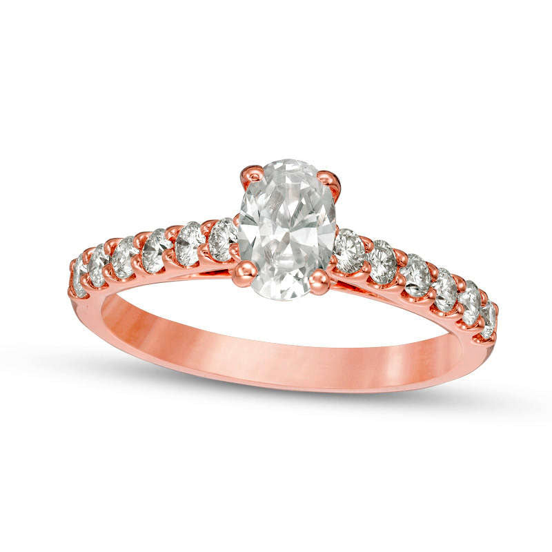 Image of ID 1 10 CT TW Certified Oval Natural Diamond Engagement Ring in Solid 14K Rose Gold (I/I1)