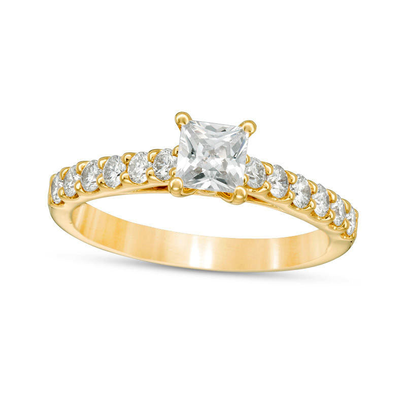 Image of ID 1 10 CT TW Certified Princess-Cut Natural Diamond Engagement Ring in Solid 14K Gold (I/I1)