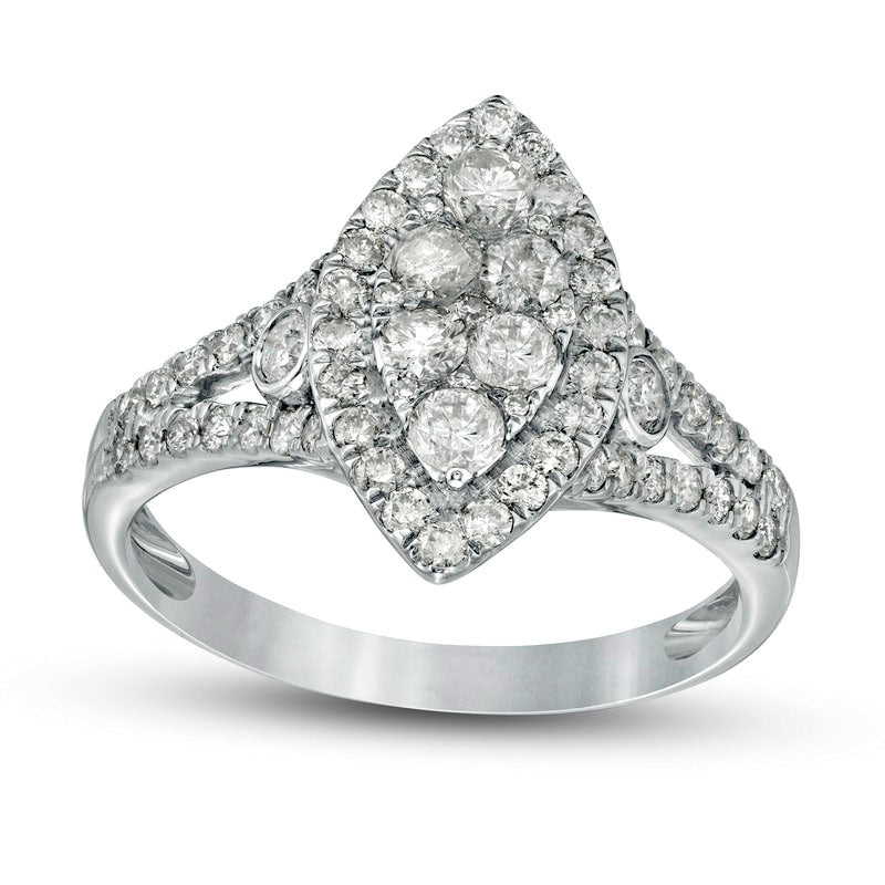 Image of ID 1 10 CT TW Composite Marquise Natural Diamond Frame Ring in Solid 10K White Gold