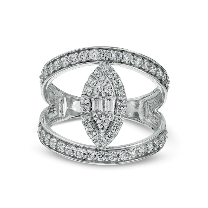 Image of ID 1 10 CT TW Composite Marquise-Shaped Natural Diamond Frame Open Shank Ring in Solid 10K White Gold