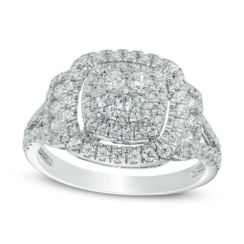 Image of ID 1 10 CT TW Composite Natural Diamond Cushion Frame Collar Ring in Solid 10K White Gold