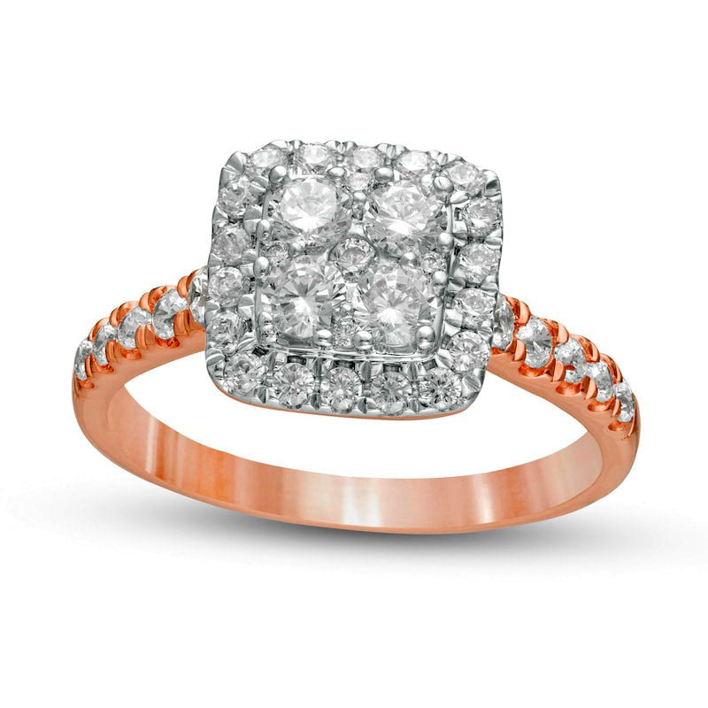 Image of ID 1 10 CT TW Composite Natural Diamond Cushion Frame Engagement Ring in Solid 10K Rose Gold