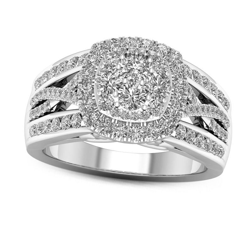 Image of ID 1 10 CT TW Composite Natural Diamond Cushion Frame Twist Ring in Solid 10K White Gold