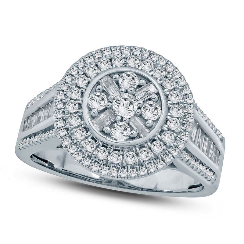Image of ID 1 10 CT TW Composite Natural Diamond Double Frame Multi-Row Engagement Ring in Solid 10K White Gold