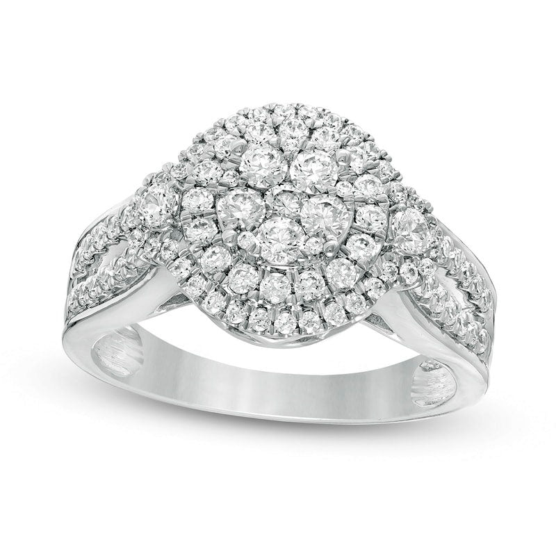 Image of ID 1 10 CT TW Composite Natural Diamond Double Frame Split Shank Engagement Ring in Solid 10K White Gold
