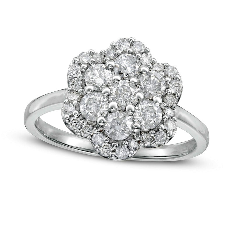 Image of ID 1 10 CT TW Composite Natural Diamond Flower Frame Ring in Solid 10K White Gold