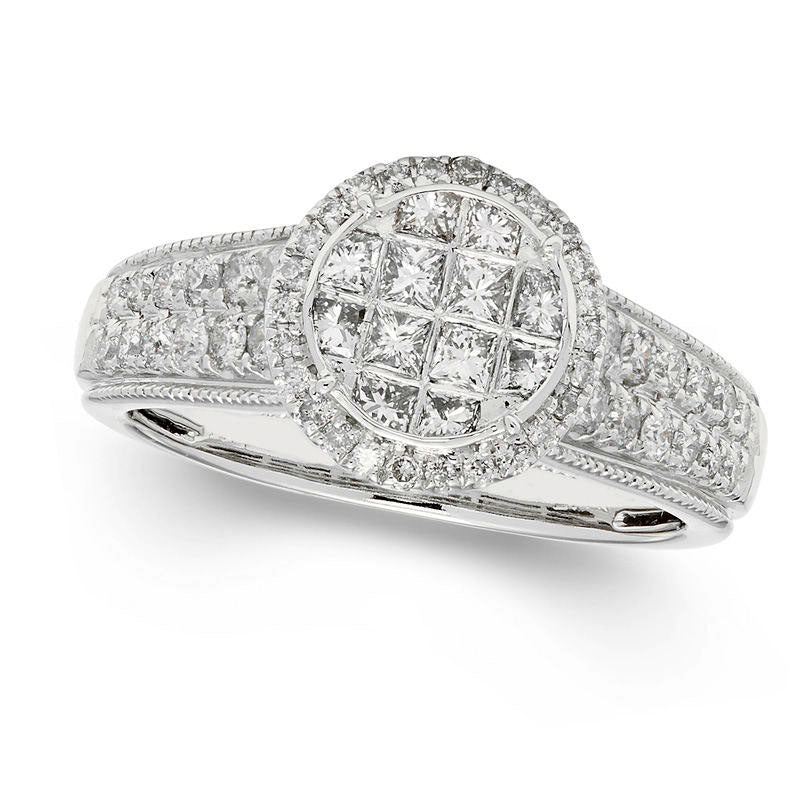 Image of ID 1 10 CT TW Composite Natural Diamond Frame Antique Vintage-Style Engagement Ring in Solid 10K White Gold