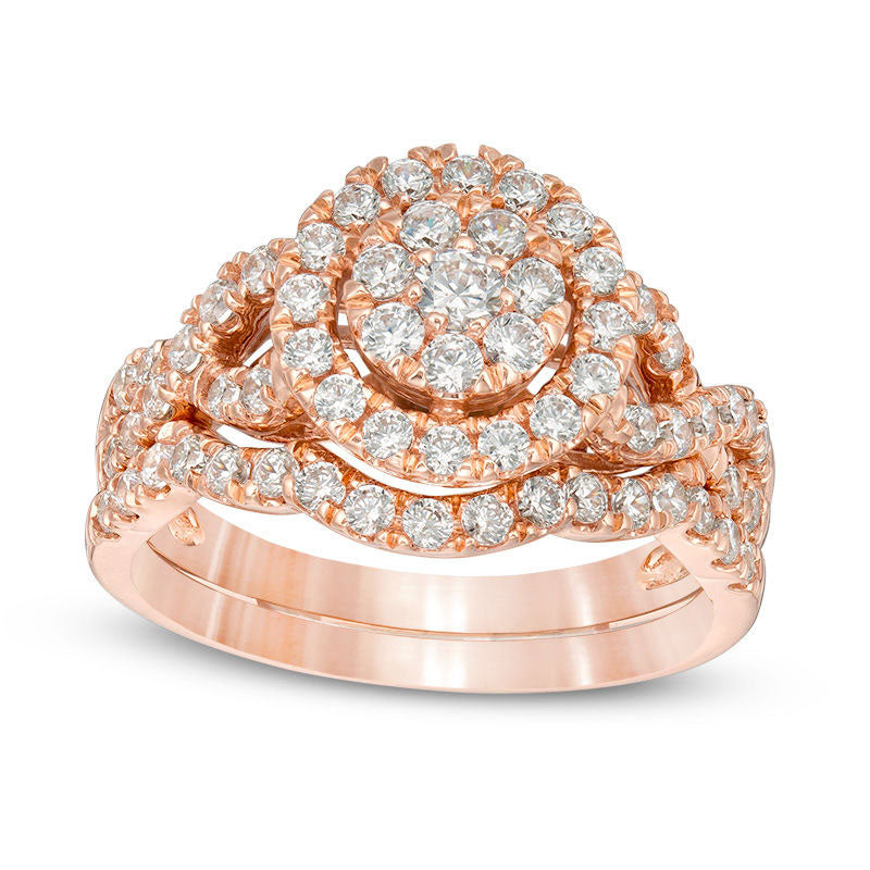 Image of ID 1 10 CT TW Composite Natural Diamond Frame Bridal Engagement Ring Set in Solid 10K Rose Gold