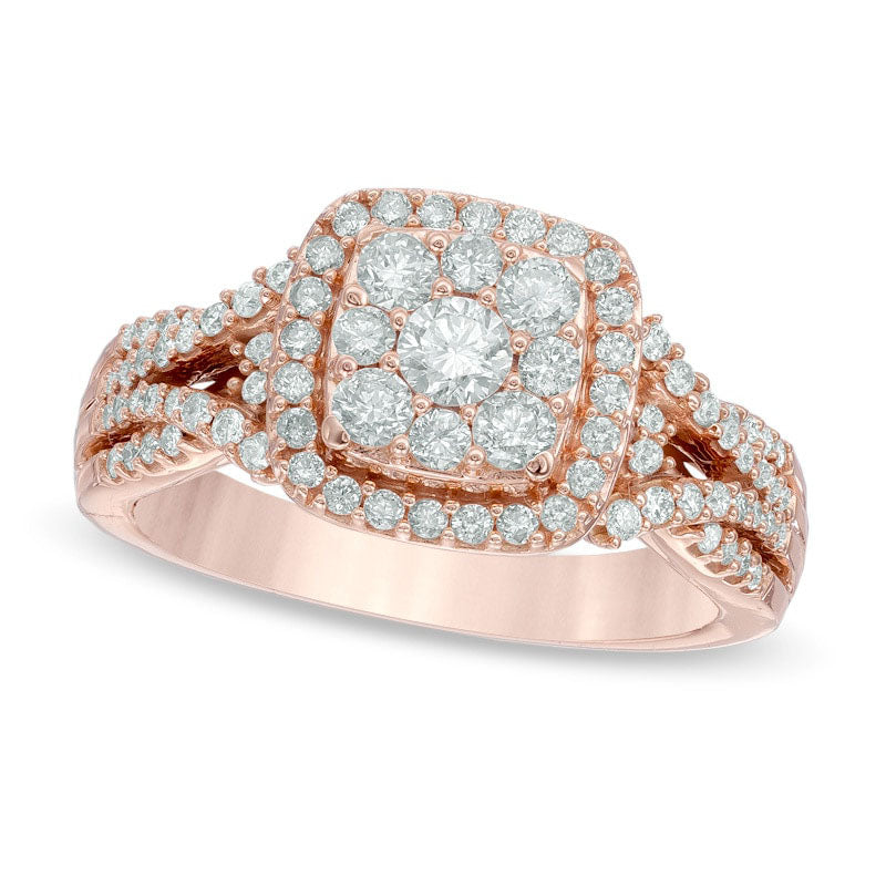 Image of ID 1 10 CT TW Composite Natural Diamond Frame Engagement Ring in Solid 14K Rose Gold