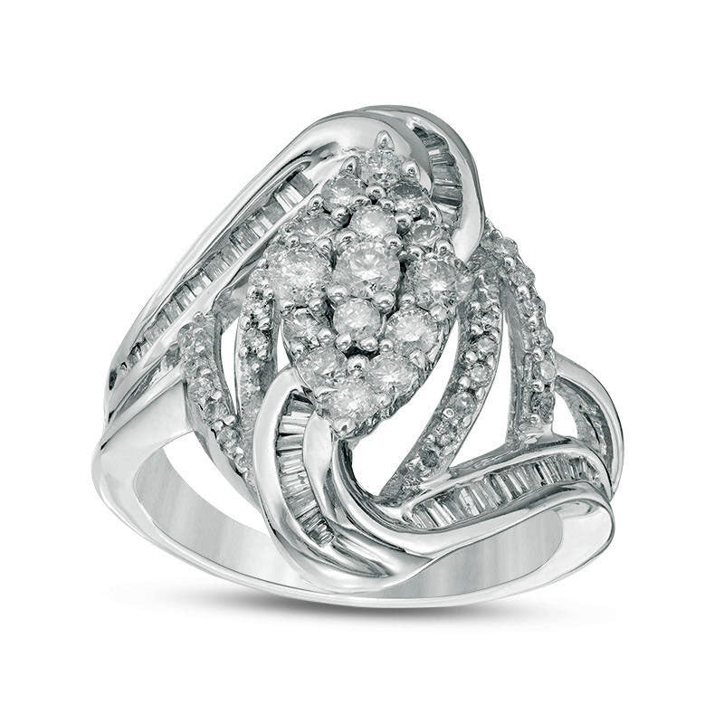 Image of ID 1 10 CT TW Composite Natural Diamond Marquise Bypass Ring in Solid 10K White Gold