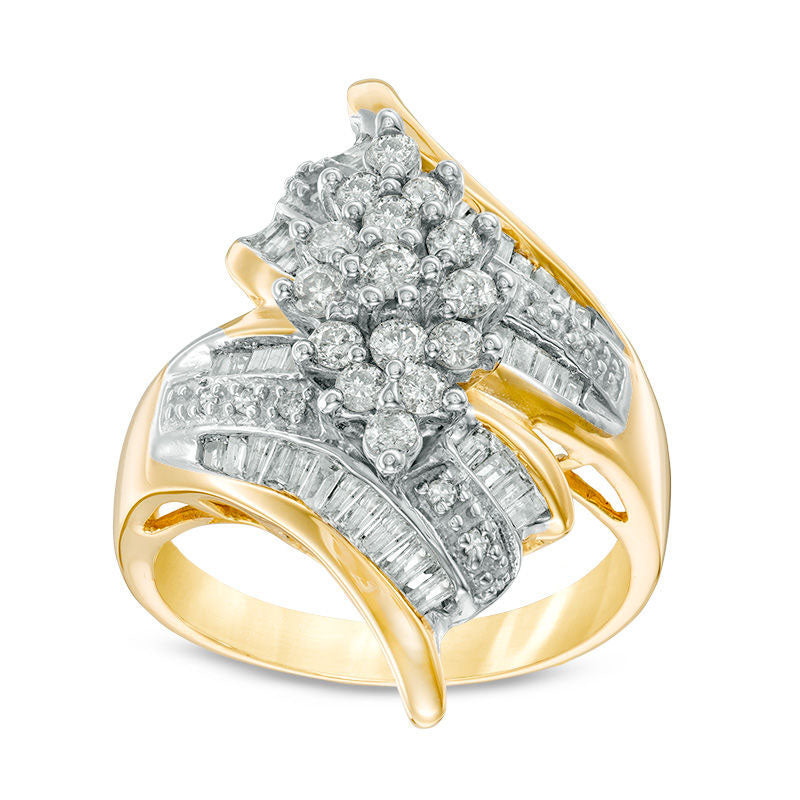 Image of ID 1 10 CT TW Composite Natural Diamond Marquise Bypass Ring in Sterling Silver with Solid 14K Gold Plate