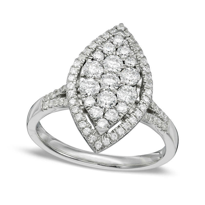 Image of ID 1 10 CT TW Composite Natural Diamond Marquise Frame Ring in Solid 10K White Gold
