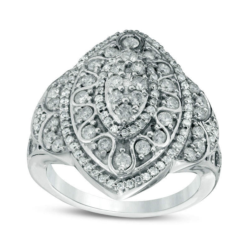 Image of ID 1 10 CT TW Composite Natural Diamond Marquise Frame Ring in Sterling Silver
