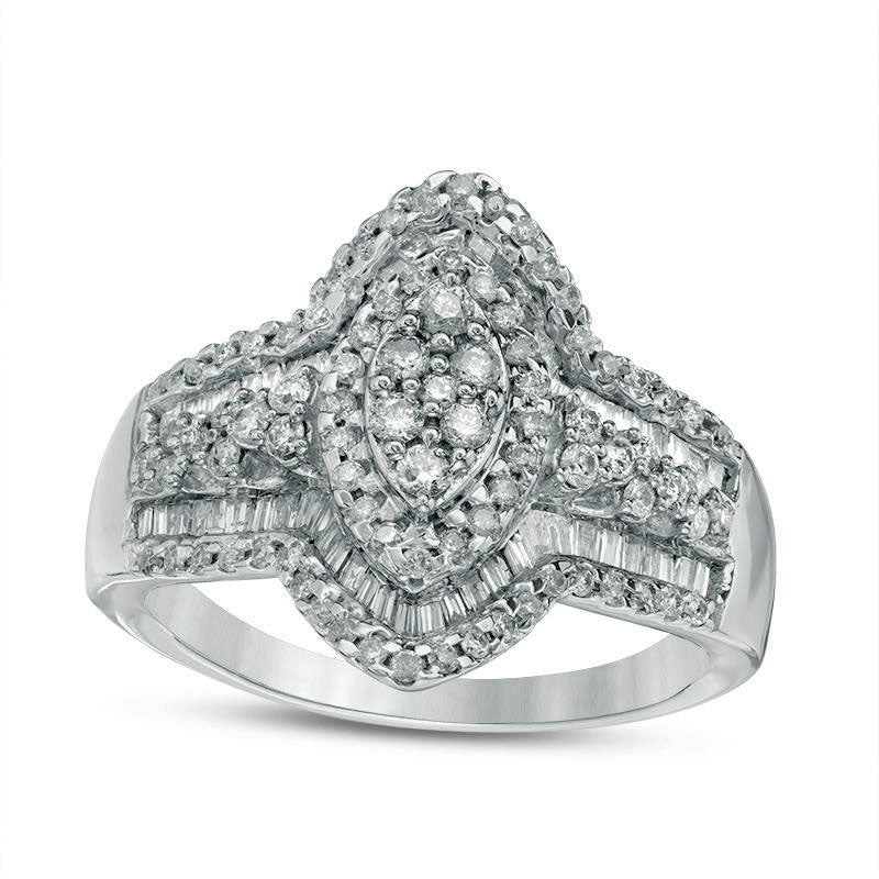 Image of ID 1 10 CT TW Composite Natural Diamond Marquise Ring in Solid 10K White Gold