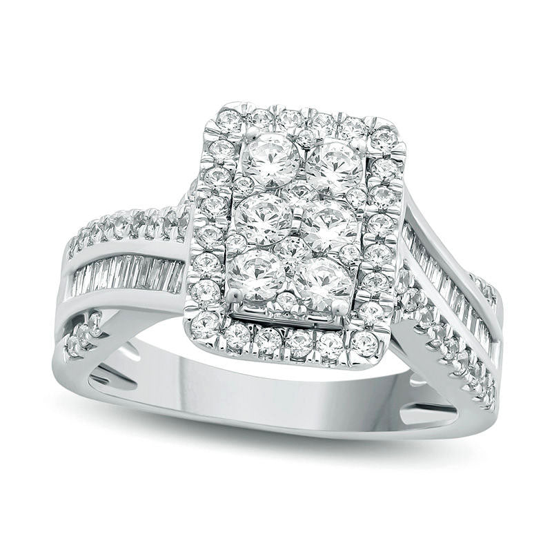 Image of ID 1 10 CT TW Composite Natural Diamond Rectangle Frame Crossover Shank Engagement Ring in Solid 10K White Gold