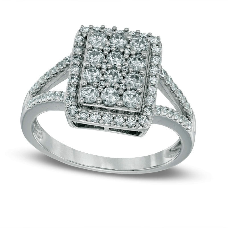 Image of ID 1 10 CT TW Composite Natural Diamond Rectangular Ring in Solid 10K White Gold