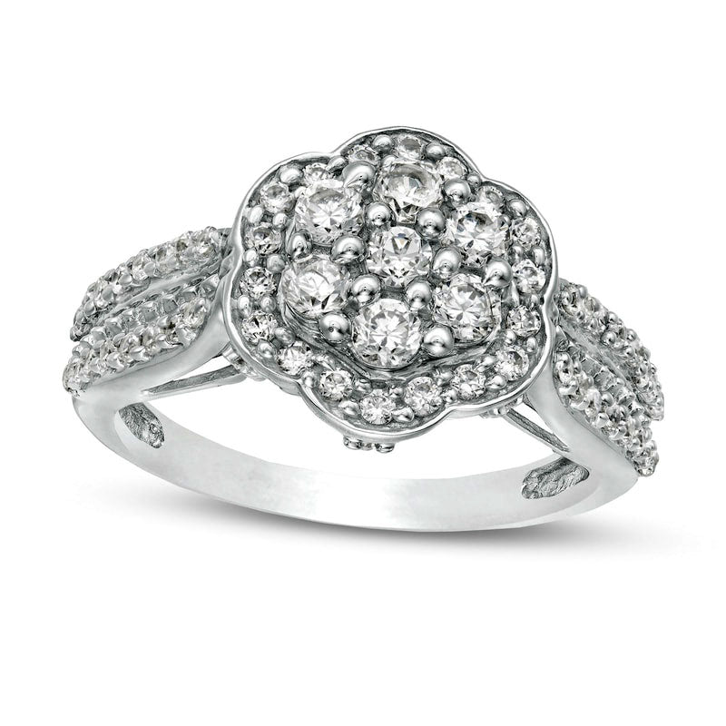 Image of ID 1 10 CT TW Composite Natural Diamond Scallop Frame Split Shank Ring in Solid 10K White Gold
