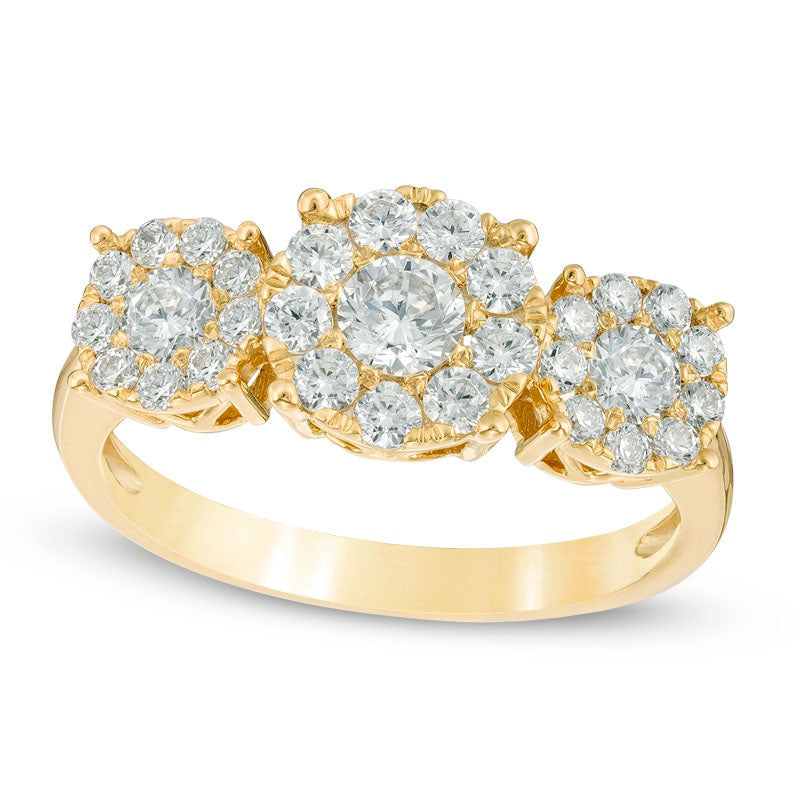 Image of ID 1 10 CT TW Composite Natural Diamond Three Stone Engagement Ring in Solid 10K Yellow Gold