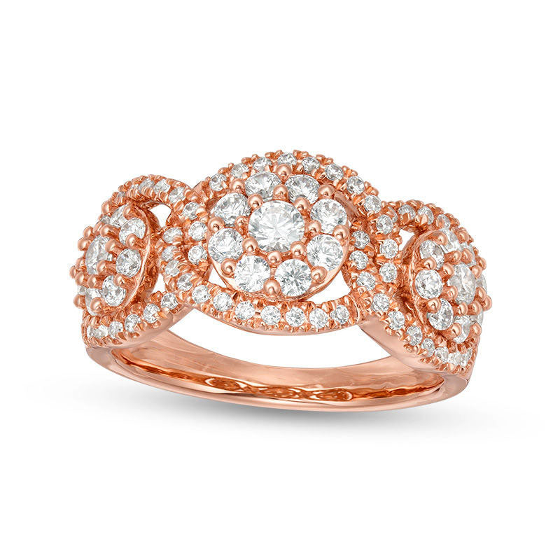 Image of ID 1 10 CT TW Composite Natural Diamond Three Stone Frame Ring in Solid 10K Rose Gold
