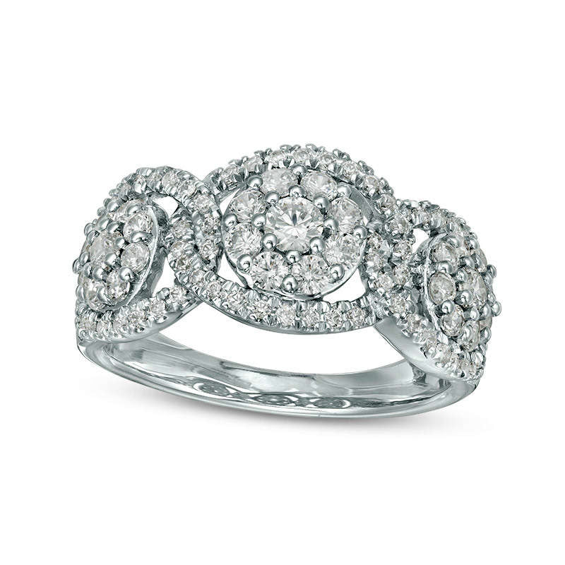 Image of ID 1 10 CT TW Composite Natural Diamond Three Stone Frame Ring in Solid 10K White Gold