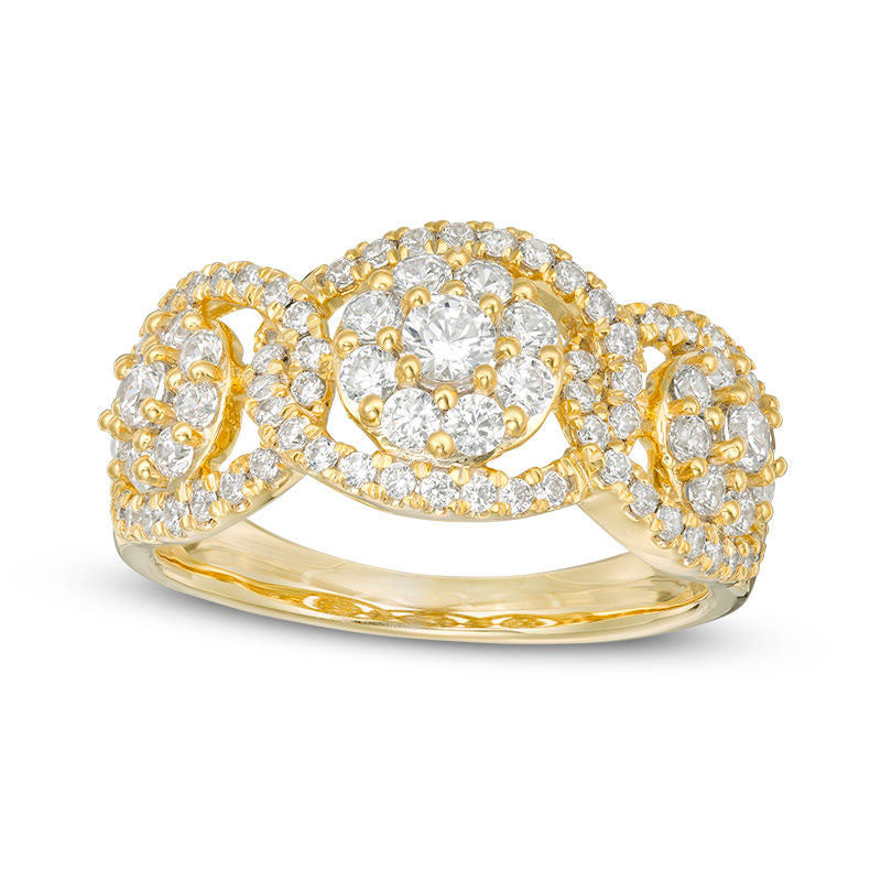 Image of ID 1 10 CT TW Composite Natural Diamond Three Stone Frame Ring in Solid 10K Yellow Gold