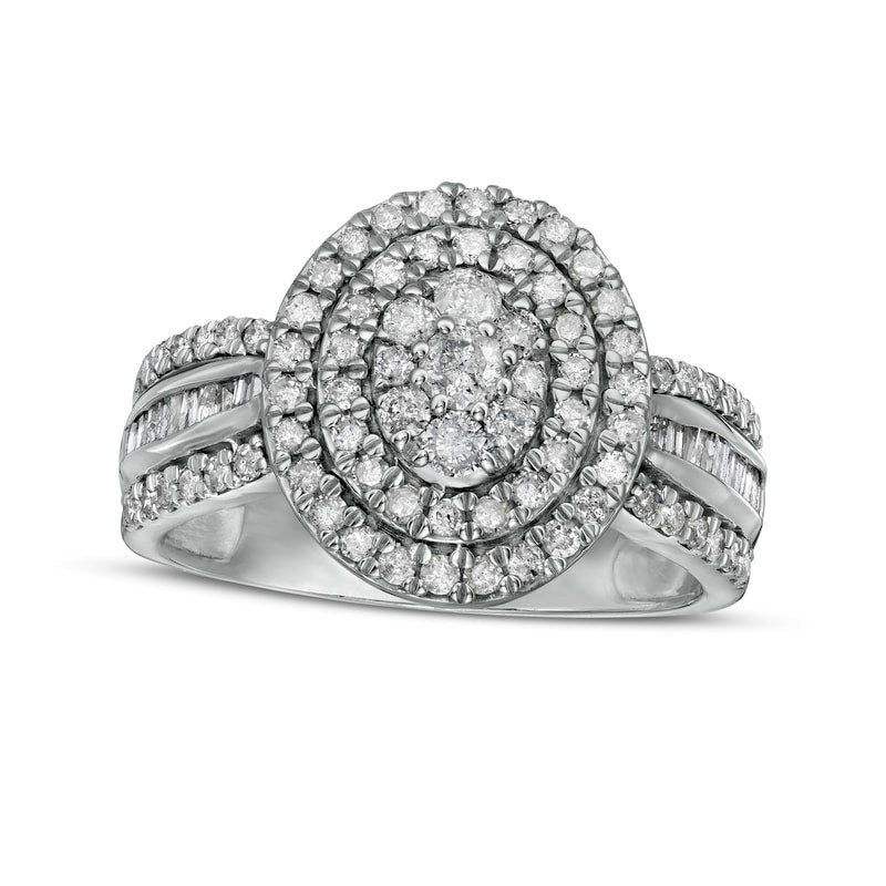 Image of ID 1 10 CT TW Composite Oval Natural Diamond Double Frame Ring in Solid 10K White Gold