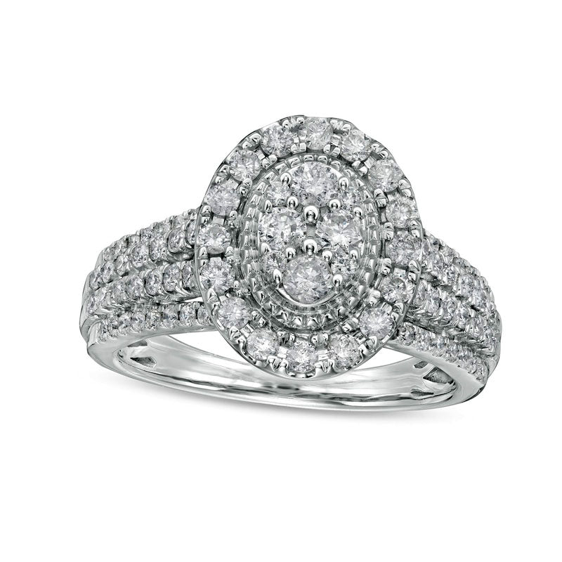 Image of ID 1 10 CT TW Composite Oval Natural Diamond Frame Antique Vintage-Style Engagement Ring in Solid 10K White Gold
