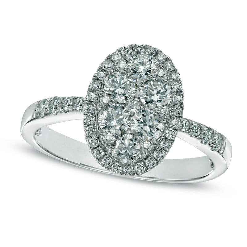 Image of ID 1 10 CT TW Composite Oval Natural Diamond Frame Engagement Ring in Solid 14K White Gold
