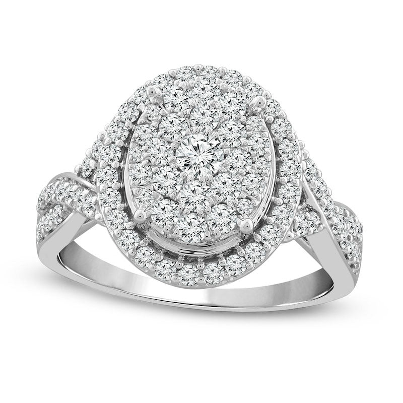 Image of ID 1 10 CT TW Composite Oval Natural Diamond Frame Twist Shank Engagement Ring in Solid 10K White Gold