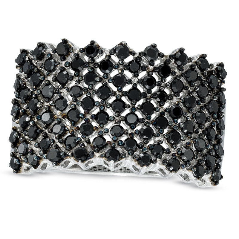 Image of ID 1 10 CT TW Enhanced Black Natural Diamond Multi-Row Band in Sterling Silver